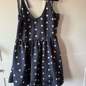 Navy Blue Polka Dot Strappy Dress